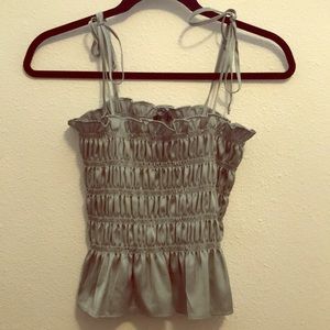 Satin blue green spring/summer top